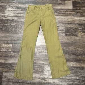 CABI Women's Green Linen Blend Charlie Trouser Pants Sz 10 Bootcut 34 x 35 Long